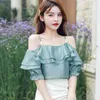 Damenblusen Sommer Frauen Damen 2024 Sexy Rosa Weiß Rüschen Kurzarm Niedlich Vintage Cottagecore Off Shoulder Chiffon Shirts Top