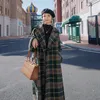 S-XL Femmes Manteaux De Laine Automne Hiver Femmes Mélanges Vestes Col Rabattu X-long Lâche Plaid Mode Dames Vêtements D'extérieur Hw129 240103