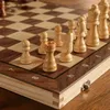 Zestaw szachów - Składany składany szachy z litego drewna - gry edukacyjne dla studentów i dzieci - prezent świąteczny 240102