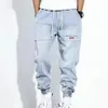 Harem Pants Great Casual Student Trousers Pockets Men Jeans Solid Color for Daily Wear 240102