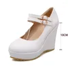 Dress Shoes High Heels Women 2024 Spring/summer Pointy French Mary Jane Leather Wedge Small Shallow Mouth Single