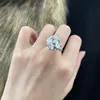 2024 Sparkling bröllopsringar lyxiga smycken Real 100% 925 Sterling Silver 15m*15mm stor rosa Moissanite Diamond Gemstones Party Women Engagement Band Ring Present