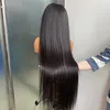 250% Density Grade 12A Malaysian Peruvian Indian Brazilian Silky Straight 13x4 HD Lace Frontal Wig 34 Inch 100% Raw Virgin Thick Human Hair