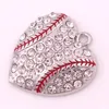 Pendant Necklaces 10pcs/lot Zinc Alloy Rhinestone Heart-shaped Baseball For Jewelry Necklace DIY