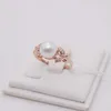 Cluster Rings 585 Russian Purple Gold Inlaid Pearl Ring Luxury Ornament Plated 18K Rose Women's Advanced Design For Women