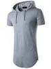 Men's T Shirts 2024 Summer Casual Solid Color Hooded T-shirt Zippered Long Round Neck Versatile Loose Large Short Sleeve Top