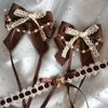 Party Supplies Cosplay Lolita Hair Clip Headwear Soft Girl Brown Chocolate Series Band Side Kawaii Bow Lace Accessories