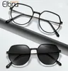 Elbru anion Retro Metal Exhishized Glasses Frame Men Men Ultralight Transparent Color Eyewear Pochromic Lens Plain Fashion Sungla8116000