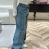 Designer trousers Letters Full print Stretch denim fabric Soft and comfortable Straight leg loose jeans Men's and Women's