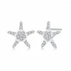 Stud Earrings 925 Sterling Silver 1 Pair Lovely Gothic Antique Snowflake Star Rhinestone Ear For Woman Girl Boucles D'oreille