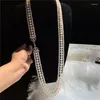 Kedjor Naturliga 3ROWS 6-7 mm 8-9mm vitt sötvatten pärla temperament Micro Inlay Zircon Crown Clasp Halsband Fashion Smycken