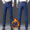Hommes Classique Polaire Chaud Jeans Automne Hiver Épaissir Velours Slim Fit Business Mode Casual Lâche Stretch Coton Denim Pantalon 240102