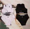 Letter Embroidered Swimsuit Tracksuit Bikini Womens Sports Tank Top Briefs Fashion Ladies Swimwear Two Colors6072342