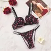 Bras Sets Womens Lace Underwear Panties Bralette Sexy Women Seamless Bra Set Luxury Letter Rhinestones Push Up Lingerie