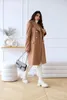 Trench da donna Moda Donna Cappotto casual Autunno Inverno Ufficio Cappotto lungo Manica doppio petto Femme di lana