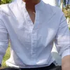 Insta Half Sleeve Elegant Shirt White Pink Button Vintage Blus Stand Collar Ladies Cotton Female S3XL 240102