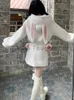 Robes de travail japonais Kawaii Lolita 2 pièces ensemble femmes laine douce élégante Y2k costume chaud femme manteau à capuche mignon mini jupe hiver 2024