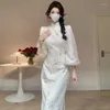 Vêtements ethniques Moderne Qipao Cheongsam Robe améliorée Femme 2024 Automne Hiver Chinois Traditionnel Peluche Velours
