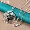 Pendant Necklaces DOTEFFIL 925 Sterling Silver 16-30 Inch Chain Tree Round Pendant Necklace For Woman Fashion Wedding Engagement Charm JewelryL231114