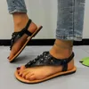 Sandals Women's Shoes 2024 Flip Flops Casual Women Rovet Rivet Flate مع شريط مرن