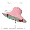 18 cm grand bord femmes chapeau de soleil de luxe Double face portable plante impression coton seau casquette léger respirant haut d'été chapeau 240102