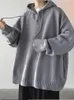 Suéter con capucha para hombre, ropa de abrigo lisa, holgada y elegante, Retro, de punto, para adolescentes, moda de invierno, ropa de hombre de abrigo, 2023, 240102