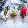 Mini Bouquet de fleurs séchées, boutonnières pour garçons d'honneur de mariage, boutonnières, herbe de la Pampa, demoiselle d'honneur, décor de Table pour gâteau d'anniversaire, 240103