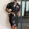 Conjuntos de camisas para hombre con estampado 3D de árbol de coco, camisa informal de manga corta, pantalones cortos de playa de gran tamaño, ropa de calle de verano, trajes hawaianos, ropa 240102