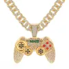 Strass Cubaanse Ketting Iced Out Link Chain Game Controller Handvat Hanger Ketting voor Vrouwen Mannen Goud Kleur Hip Hop Sieraden X07241P