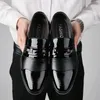 Black Pu Deri Erkekler Resmi Oxfords Elbise Ayakkabı Kayması İş Gündelik Ofis İş Düğünü Artı Boyut 38-48 240102 9edd