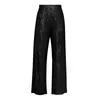 Pantalon femme mode jambe large paillettes brillantes décor Surface tenues décontractées taille haute élastique pour femme Club Partywear