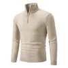 Herrtröjor Autumn Sweatwear Warm Pullover Solid Color Half Zipper Casual Sweater Slim V-Neck Långärmning Vintertröjor