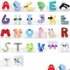 Animals Alphabet Lore Plush Toys Pillow Doll Childrens 26 Letters Oświecenie Edukacja 100% bawełniana dziecięcy prezenty na wakacje