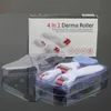 Utrustning MOQ 1 st 4 i 1 Microneedle rostfria nålar Drs Derma Roller med 3 huvud (1200+720+300 nålar) Derma Roller Kit