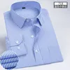 Men's Business Striped Shirt Korean Style Slim Fit Suit Interview LongSleeved In Pure White Plus Size M6XL 240103