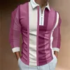 T-shirt da uomo Polo da uomo risvolto coreano business manica lunga moda pianura zip a un quarto primavera estate top abbigliamento sportivo tee abbigliamento 240102