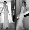 Abiti da sposa vintage Boho a sirena 2019 Abiti da sposa da spiaggia Lili Hod a maniche lunghe con scollo a V in pizzo pieno Backless Bohemian Bridal Gow8896082