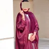 Etniska kläder 2024 Arabiska mode Dubai Modest Muslim Bright Silk Satin Bat Sleeve Robe Mellanöstern Abaya Jalabiya Caftan Cardigan