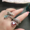 Klusterringar lihua ljus retro unik design Seahorse Ring Women Plated 18k Zircon Topa Blue Open