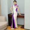 Ethnic Clothing Chinese Dress Qipao Sexy Satin Cheongsam Elegant Mandarin Collar Vietnam Ao Dai Long Classic Vestidos Gown 12738