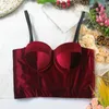 Tanques de mujer Terciopelo Bustier Camisole Bra Color Sólido Mujeres Etapa Algodón Mezclado Regular Formal Femenino Sexy Slim Crop Tops Correa Verano 2024