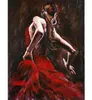Figure paintings Canvas Art Spanish Flamenco Dancer in Red Dress Modern decorative artwork Woman oil painting handpainted2455824