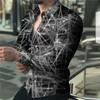 Koszule męskie nowe koszule męskie w letnich kolorach linie 3D Printowanie z długim rękawem koszule mody projektowe Kurtka imprezowa s-6xl