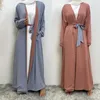 Roupas étnicas Mulheres Dupla Face Cardigan Vestido Turquia Caftan Muçulmano Islâmico Abaya Vestido