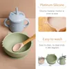 3PCS/Set Baby Silicone Sucker Bowl Plate Cup Spoon Sets Children Non-slip Tableware Baby Feeding Dishes BPA Free 240102