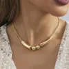 Choker Creative Golden Texture Ball Necklace For Women Niche Design Versatile Women's Birthday Party Gift Jewelry Wholesale Direct Sale