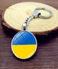 Schlüsselanhänger Ukraine Flagge Glas Cabochon Schlüsselanhänger Zubehör Ukrainisches Nationalsymbol Metall Schlüsselanhänger Tasche Charm Halter für Frauen3037836