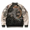 Spring and Autumn Embroidered Jacket Dragon Animal Mens Baseball Uniform Contrast Color Casual Couple Clothes 240103