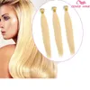 Wefts luxury Blond 613 color remy Hair Wefts bundles Brazilian Indian human hair weave silk straight colored dyeable free DHL