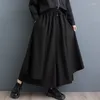 Женские брюки, поступление 2024 года, весенние широкие брюки-кюлоты в японском стиле с рюшами, модные женские осенние повседневные черные брюки